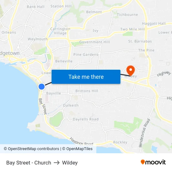 Bay Street - Church to Wildey map