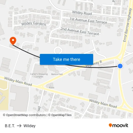 B.E.T. to Wildey map