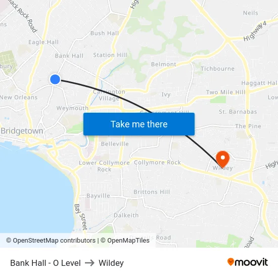 Bank Hall - O Level to Wildey map