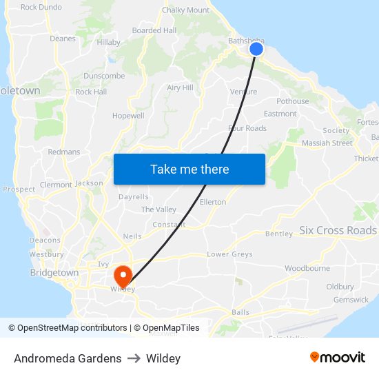 Andromeda Gardens to Wildey map