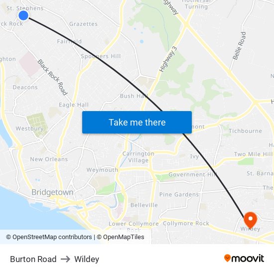 Burton Road to Wildey map