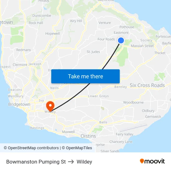 Bowmanston Pumping St to Wildey map