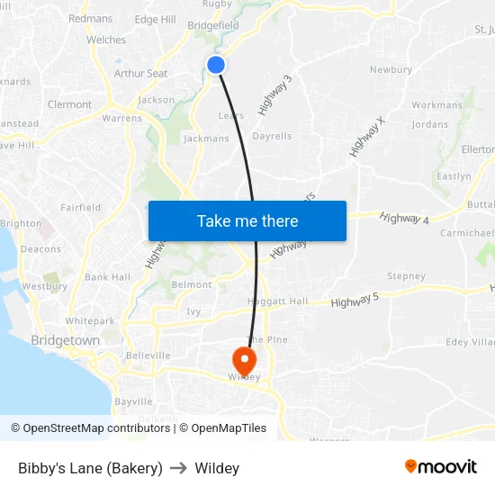Bibby's Lane (Bakery) to Wildey map