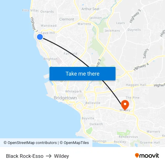 Black Rock-Esso to Wildey map