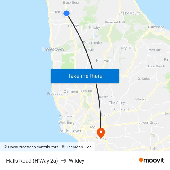 Halls Road (H'Way 2a) to Wildey map