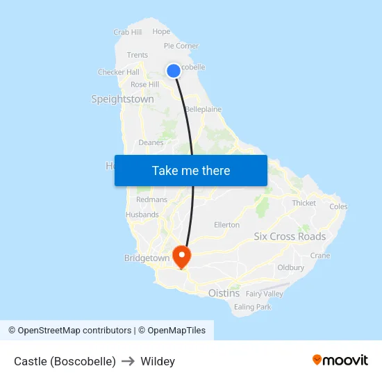Castle (Boscobelle) to Wildey map