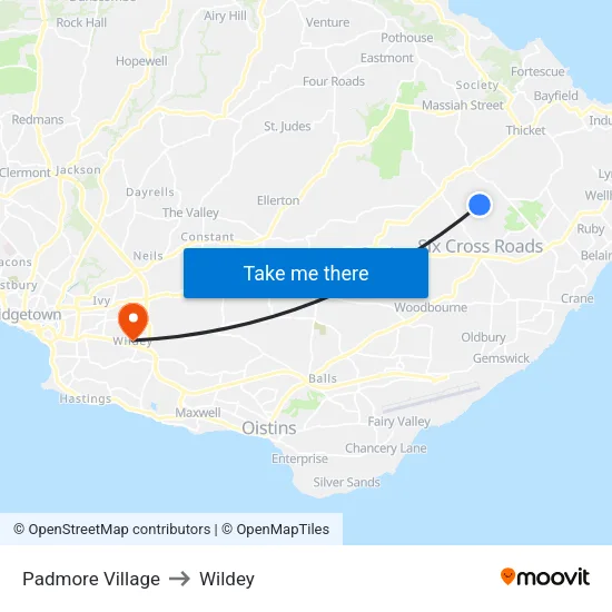 Padmore Village to Wildey map
