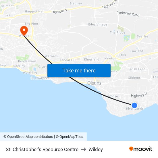 St. Christopher's Resource Centre to Wildey map