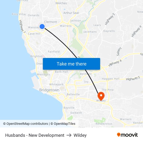 Husbands - New Development to Wildey map