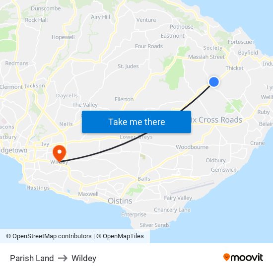 Parish Land to Wildey map