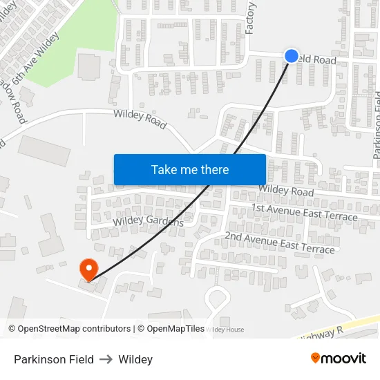 Parkinson Field to Wildey map
