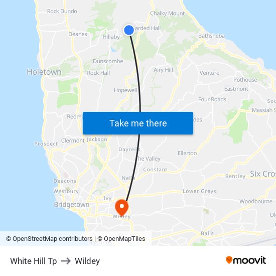 White Hill Tp to Wildey map