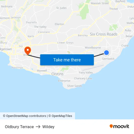 Oldbury Terrace to Wildey map