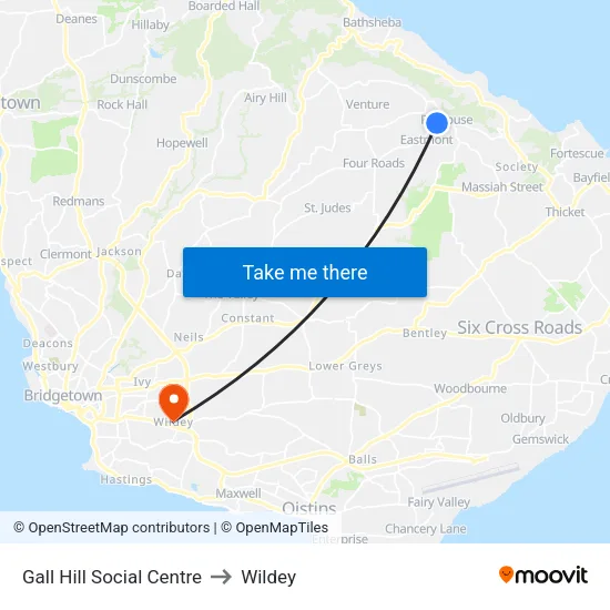 Gall Hill Social Centre to Wildey map
