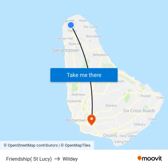 Friendship( St Lucy) to Wildey map