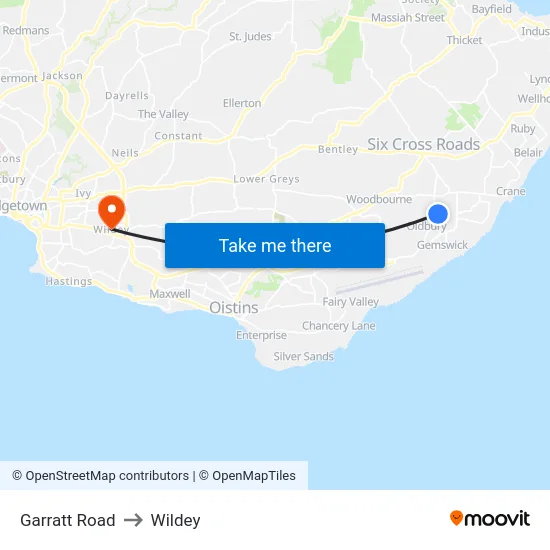 Garratt Road to Wildey map