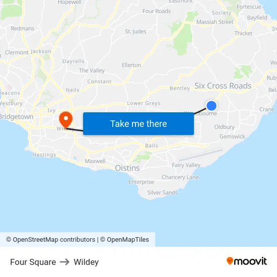 Four Square to Wildey map