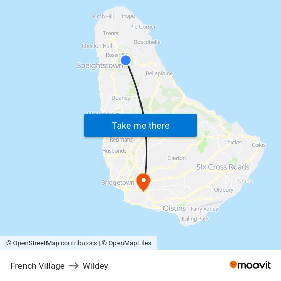 French Village to Wildey map