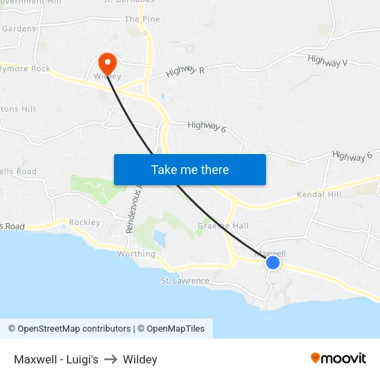 Maxwell - Luigi's to Wildey map