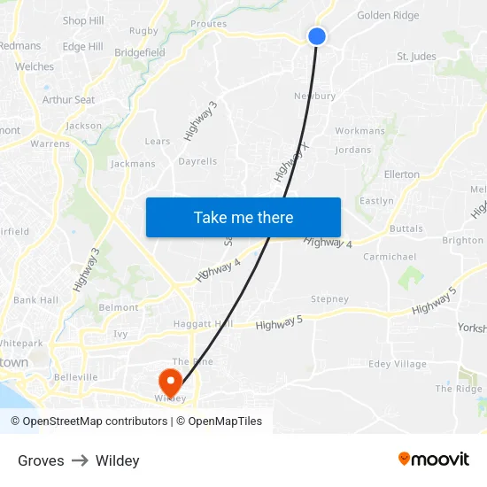 Groves to Wildey map
