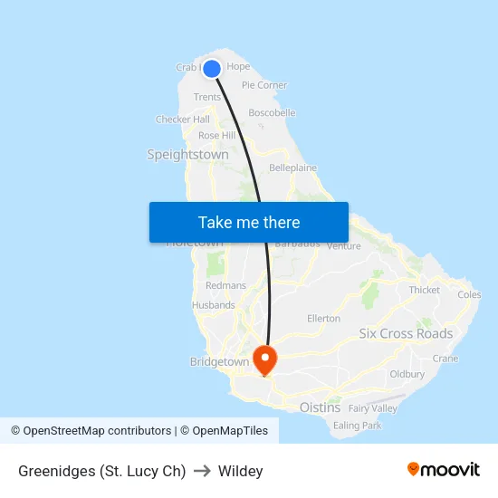 Greenidges (St. Lucy Ch) to Wildey map