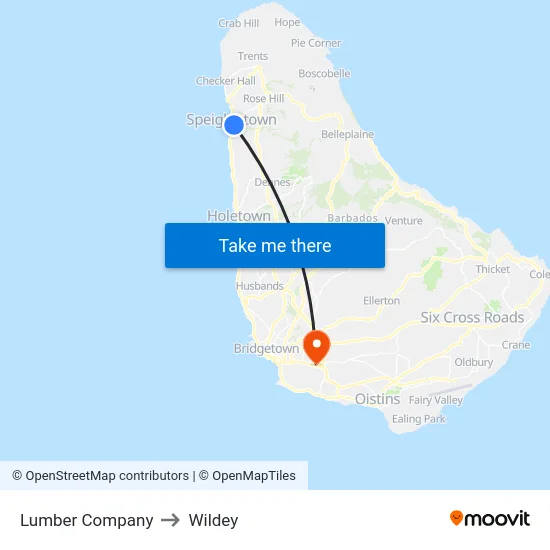 Lumber Company to Wildey map