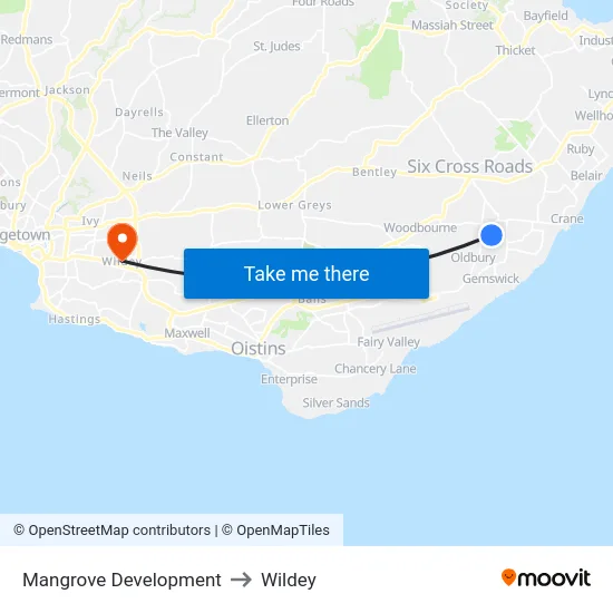 Mangrove Development to Wildey map