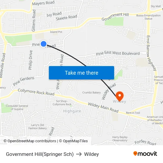 Government Hill(Springer Sch) to Wildey map