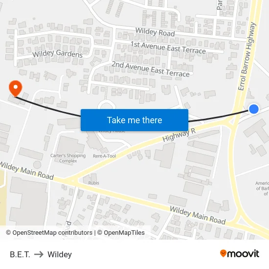 B.E.T. to Wildey map