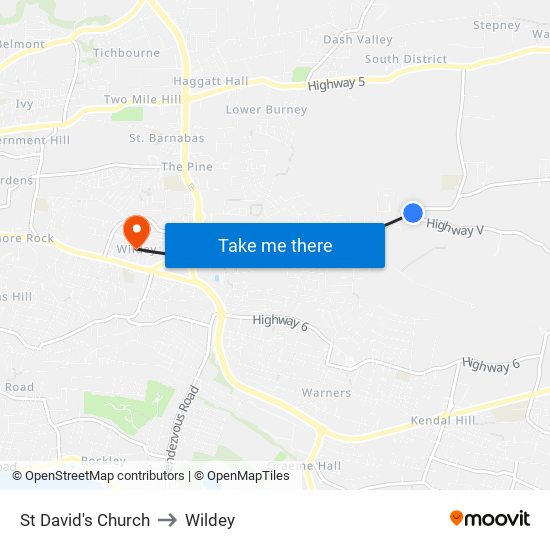 St David's Church to Wildey map