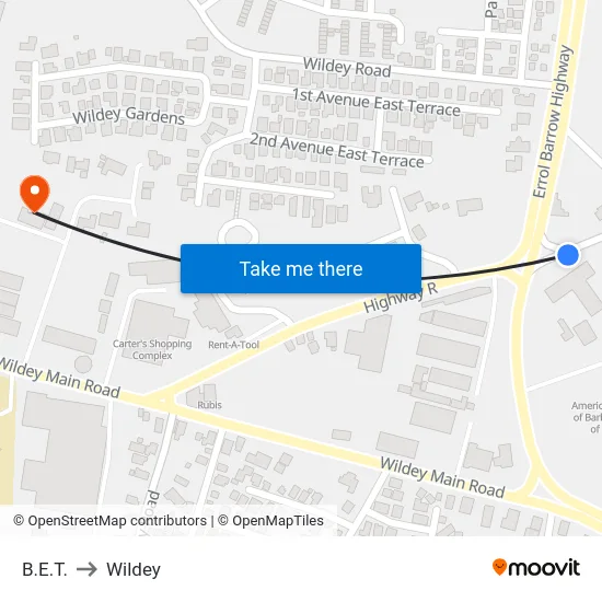 B.E.T. to Wildey map