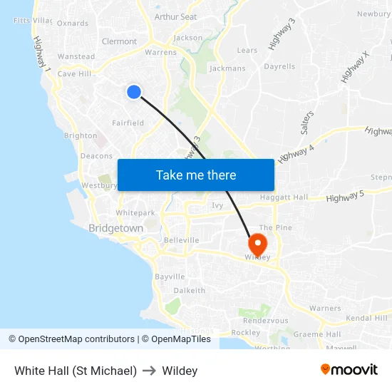 White Hall (St Michael) to Wildey map