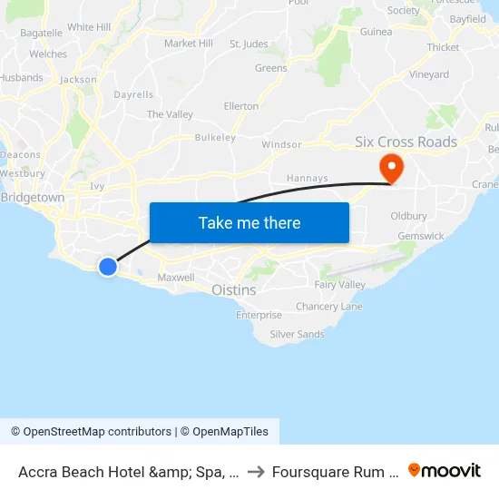 Accra Beach Hotel &amp; Spa, Bridgetown to Foursquare Rum Factory map