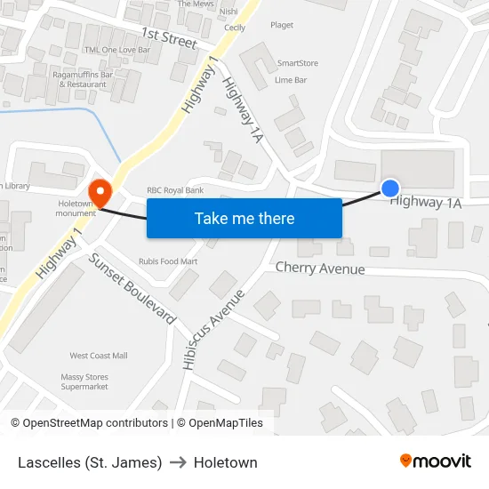 Lascelles (St. James) to Holetown map