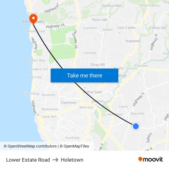 Lower Estate Road to Holetown map