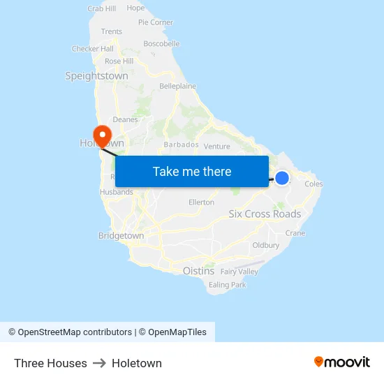 Three Houses to Holetown map