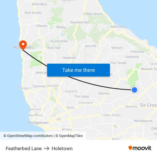 Featherbed Lane to Holetown map