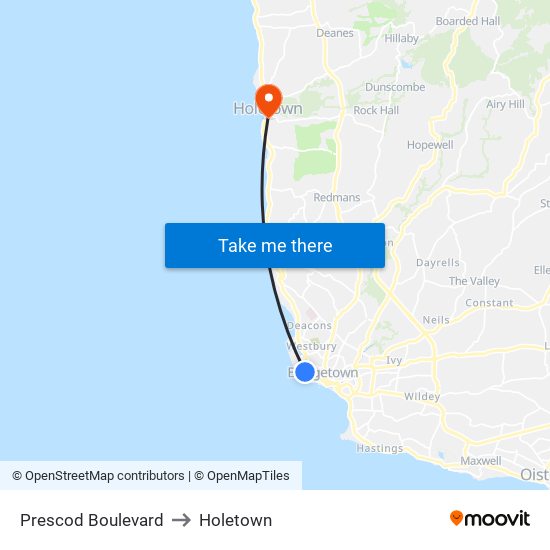 Prescod Boulevard to Holetown map