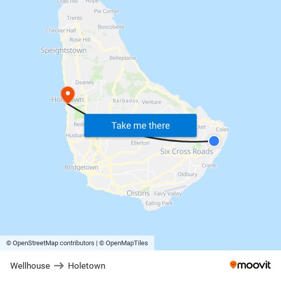 Wellhouse to Holetown map