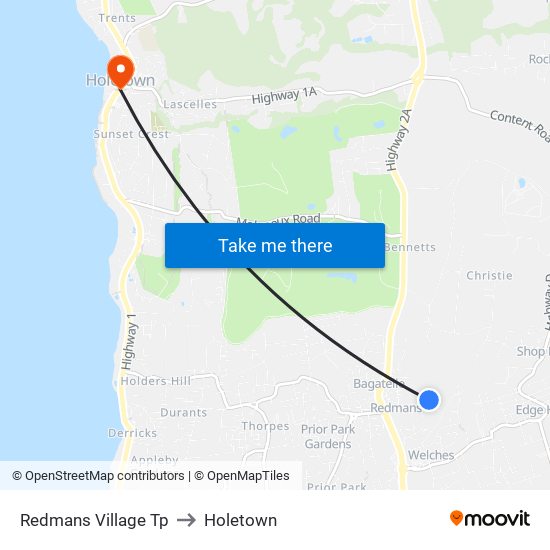 Redmans Village Tp to Holetown map