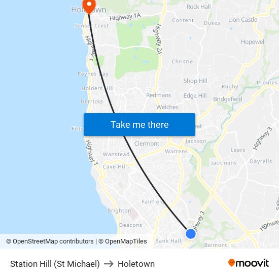 Station Hill (St Michael) to Holetown map