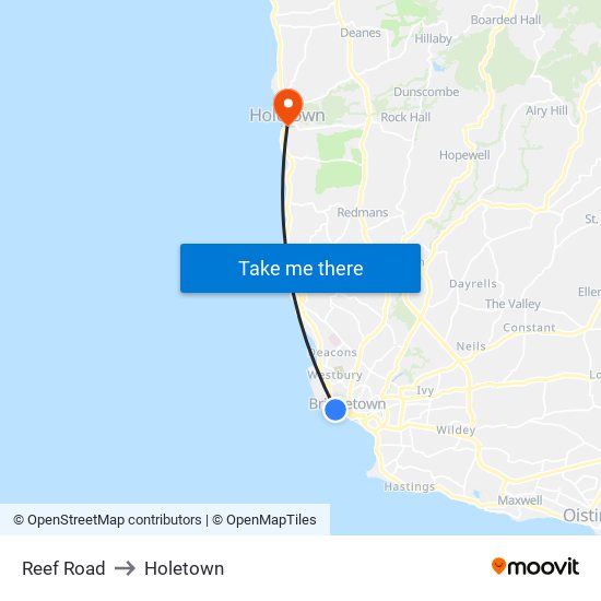 Reef Road to Holetown map