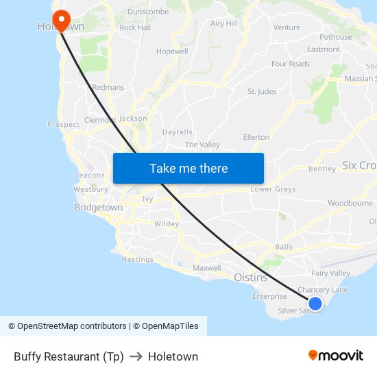 Buffy Restaurant (Tp) to Holetown map