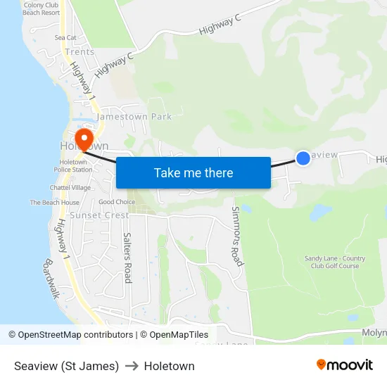 Seaview (St James) to Holetown map