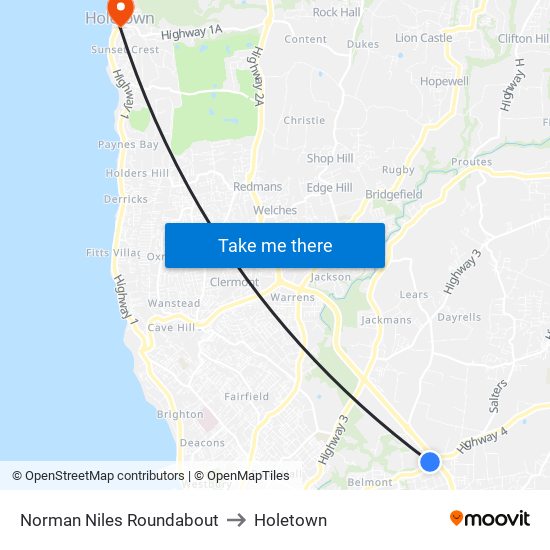 Norman Niles Roundabout to Holetown map