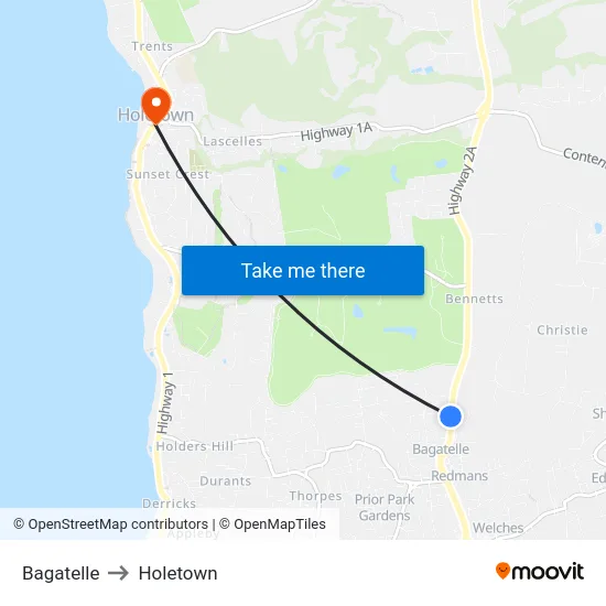 Bagatelle to Holetown map