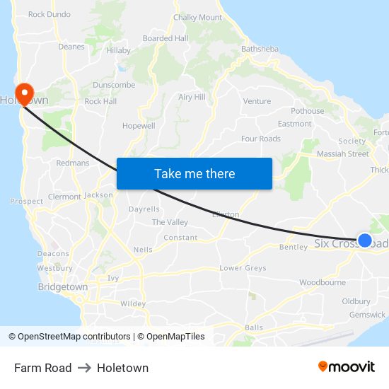 Farm Road to Holetown map
