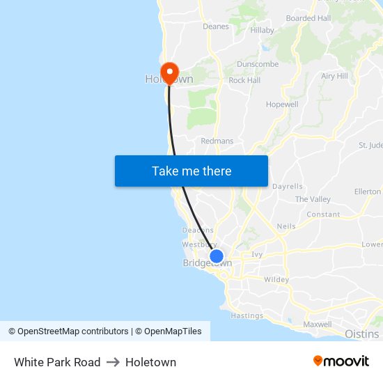 White Park Road to Holetown map
