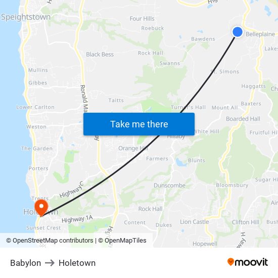Babylon to Holetown map