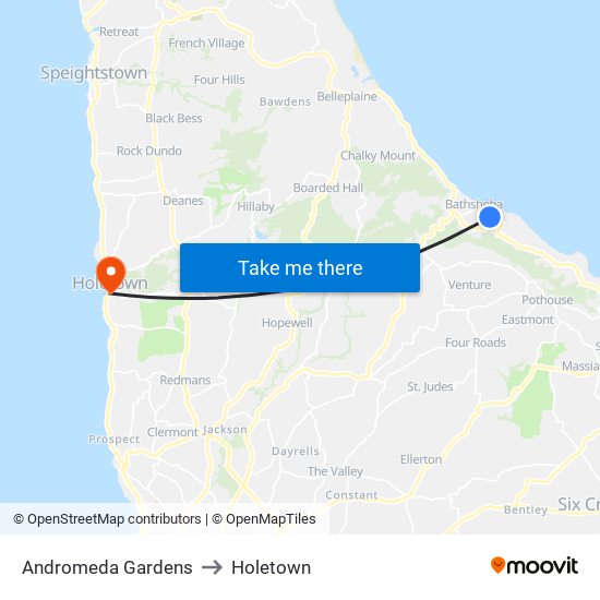 Andromeda Gardens to Holetown map